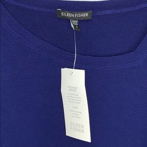 NWT Eileen Fisher Blue Elbow Sleeve Jersey Dress